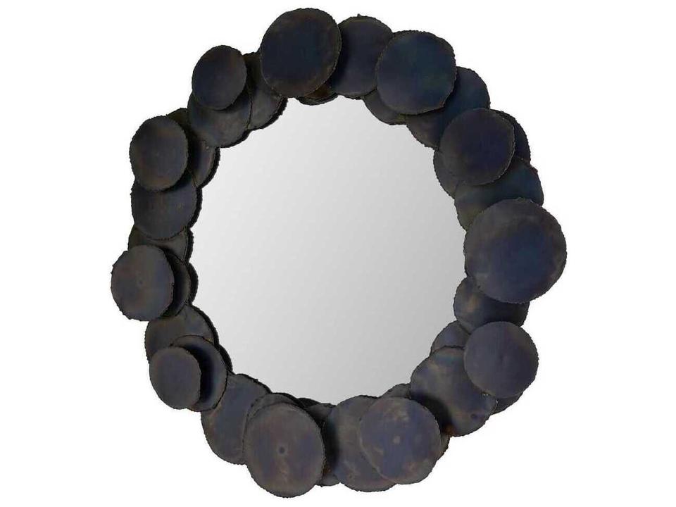 Kensey Discs Industrial Burnt Iron Round Wall Mirror