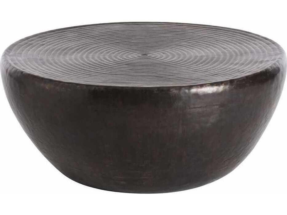Arteriors Clint Round Coffee Table in Hammered Iron Antique Bronze