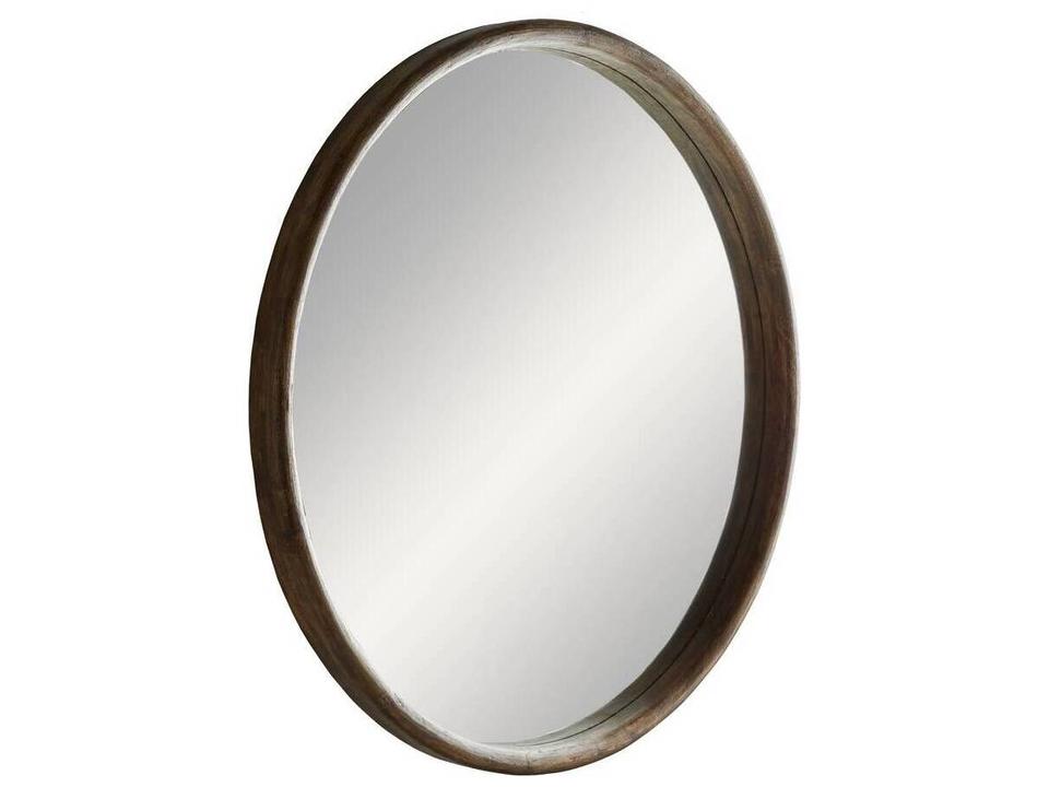 Large Round Mirror Lesley Light Walnut 72-Inch