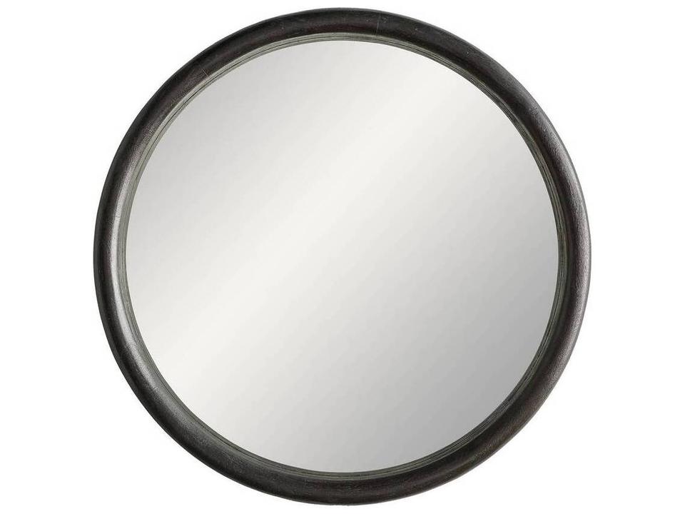 Lesley Round Wall Mirror Dark Walnut