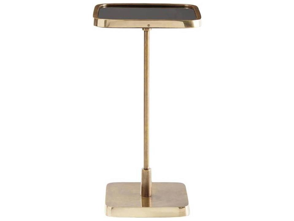 Kaela Square Accent Table Vintage Brass Black Mirror Top