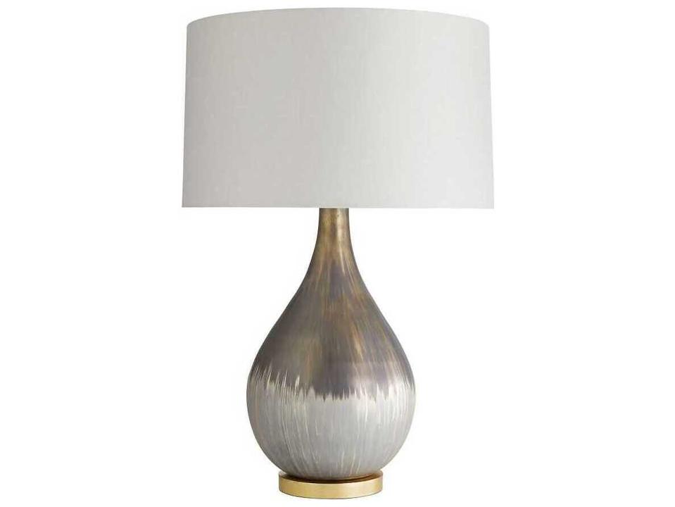 Romy Table Lamp in Satin Silvered Bronze with Gray Shade