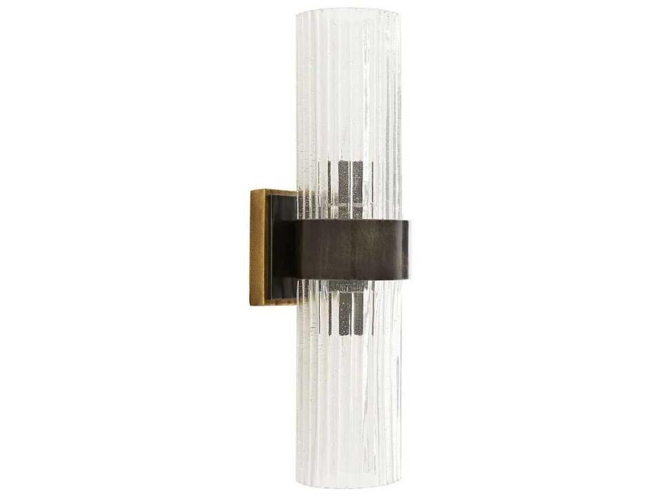 Hazel Wall Sconce Natural Iron Fluted Seedy Glass