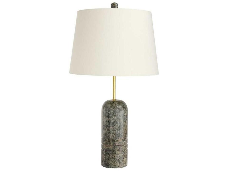 Mendoza 1-Light Vase Table Lamp in Jungle Marble and Antique Brass