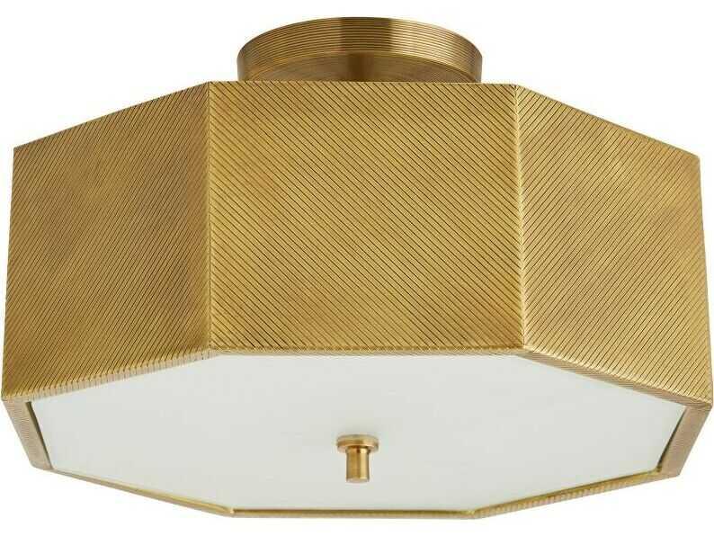 Grespan Semi-Flush Mount Ceiling Light in Antique Brass