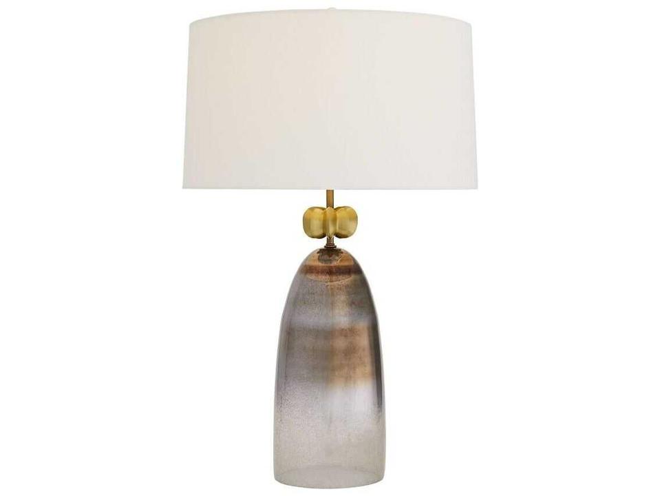 Haley Smoke Luster Ombre Glass Table Lamp with Antique Brass