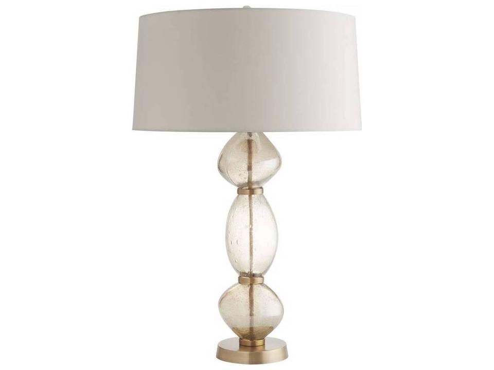 Dreena 1-Light Table Lamp Smoke Luster Glass Antique Brass