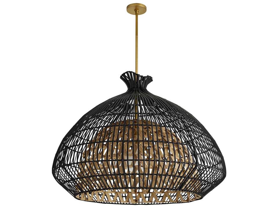 Rimini Black Woven Rattan Dome Pendant