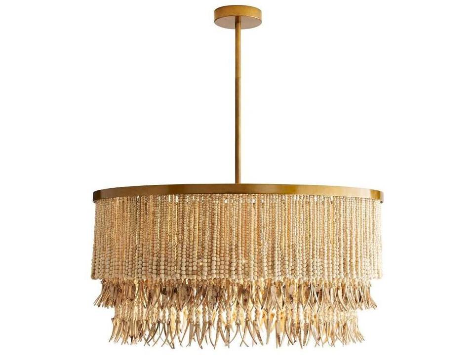 Baja Chandelier Natural Wood Antique Brass