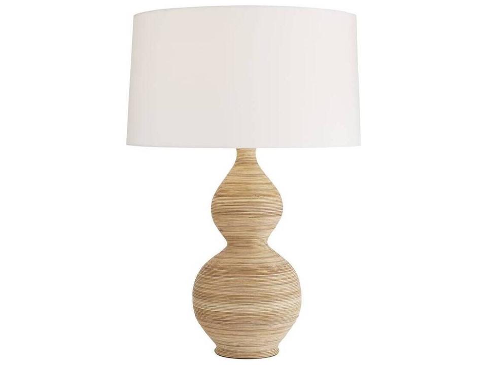 Donna Natural Rattan Table Lamp with Off-White Shade
