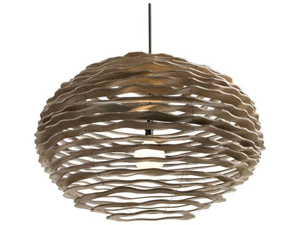 Arteriors Rook Small Pendant Natural Wood Contemporary Sphere Light