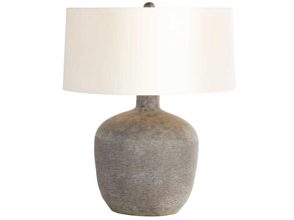 Navi Terracotta Table Lamp with Rhino Finish and Linen Shade