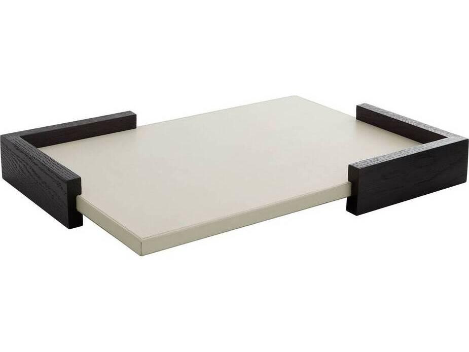 Decorative Tray Odin Ivory Leather Ebony Oak