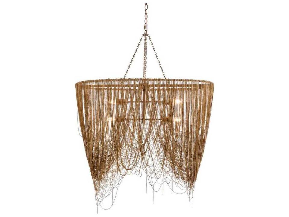 Layla 4-Light Antique Brass Chain Linear Chandelier