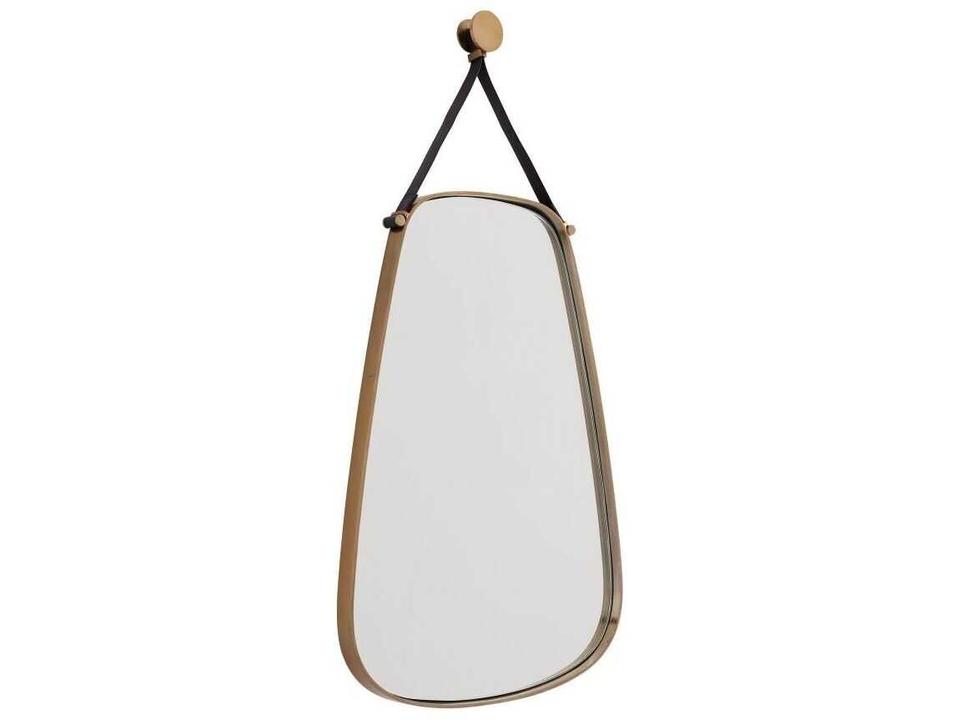 Norissa Antique Brass Leather Strap Wall Mirror