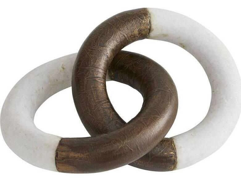Finnian Marble and Brass Sculpture in White and Antique Bronze
