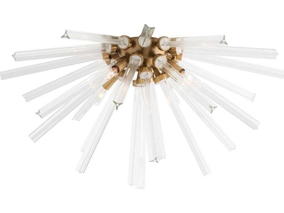Hanley Flush Mount Ceiling Light Antique Brass Fluted Glass