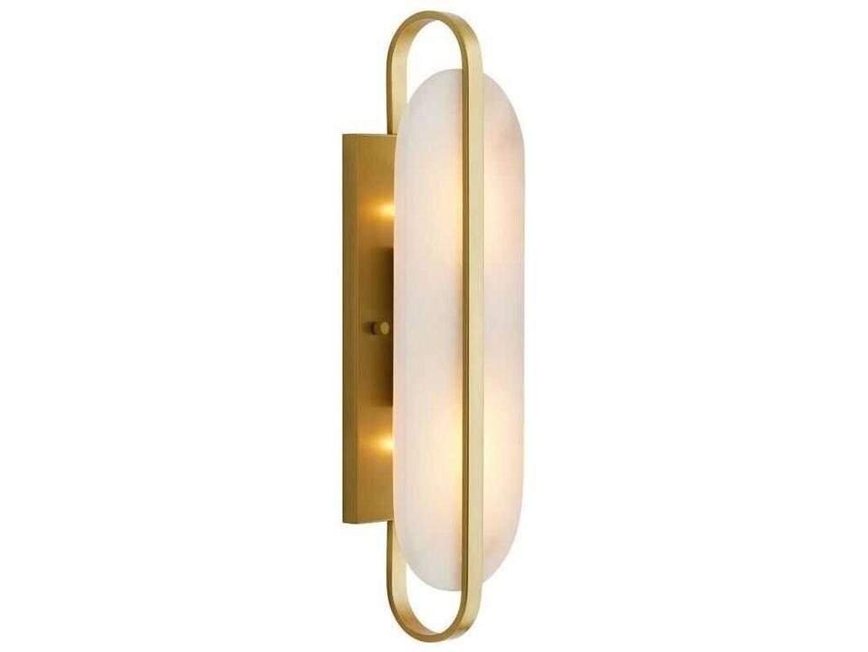Wall Sconce Julius Antique Brass White Alabaster