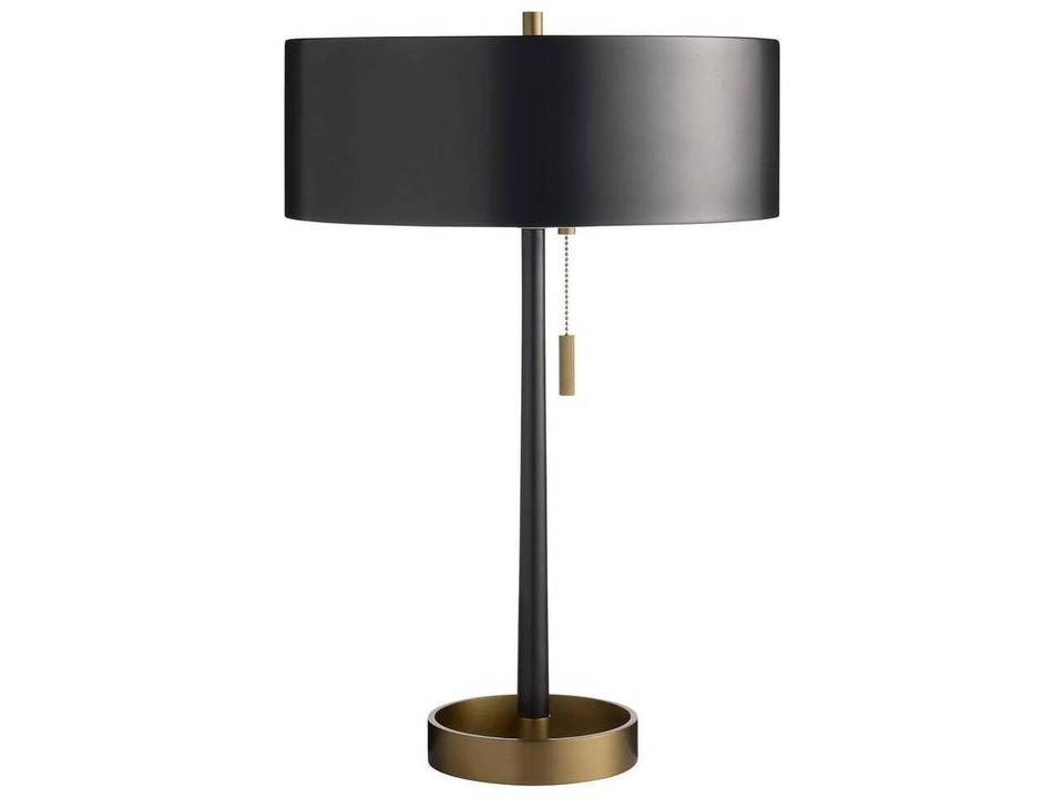 Violetta 2-Light Table Lamp in Matte Black and Antique Brass