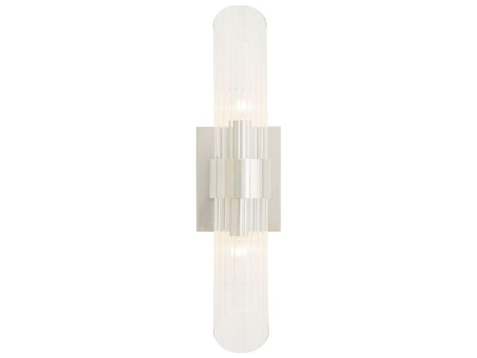 Elyse Wall Sconce Polished Nickel Clear Ribbed Glass