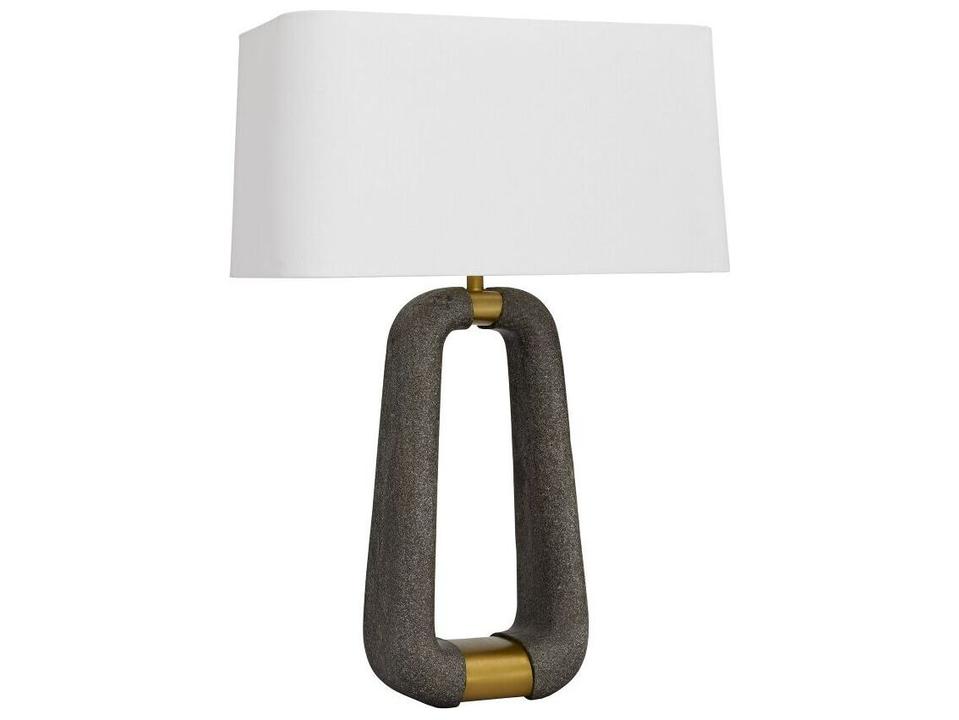 Gianni Graphite Ricestone Table Lamp with White Linen Shade