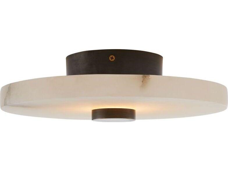 Moers LED Flush Mount White Alabaster English Bronze