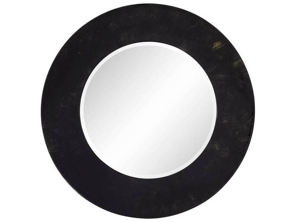 Lona Round Wall Mirror Black Lacquer