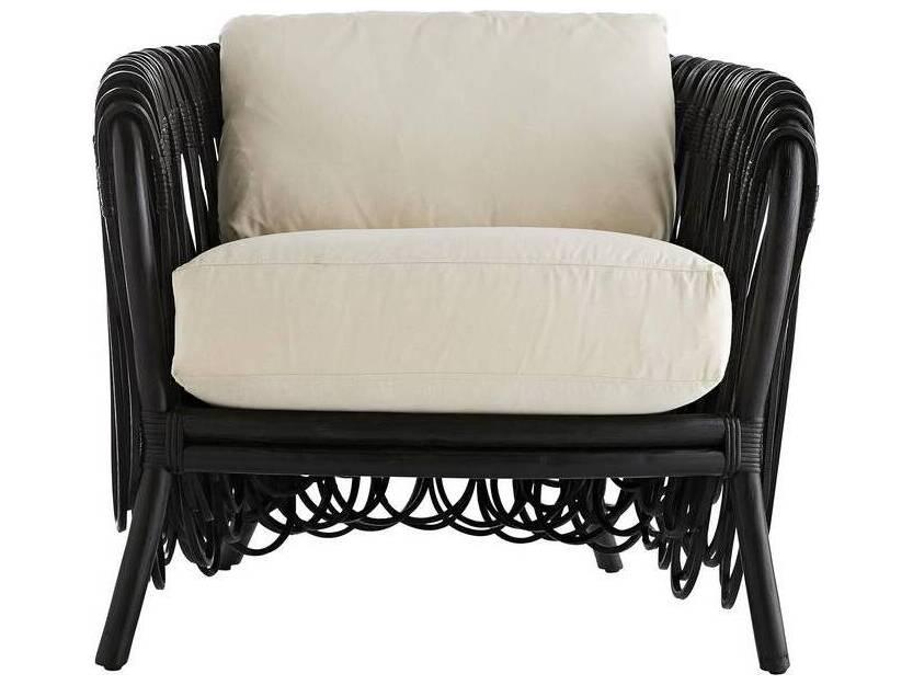 Arteriors Strata Lounge Chair Black and White Rattan