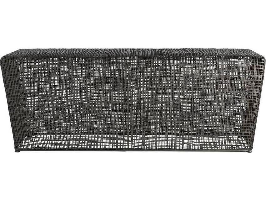 Peyton Woven Galvanized Iron Bench Cocktail Table in Graphite Gray