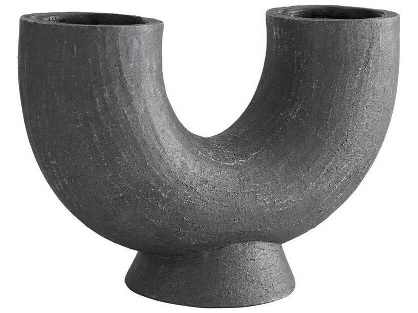Damien Sculpture Vase Matte Charcoal Terracotta