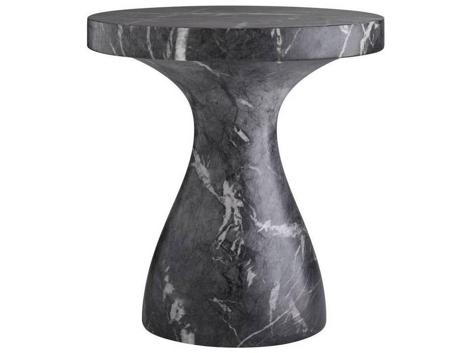 Serafina Round Accent Table Black Faux Marble Concrete Composite