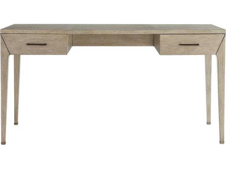 Dublin Solid Oak Desk with Vintage Brass Pulls in Smoke Finish