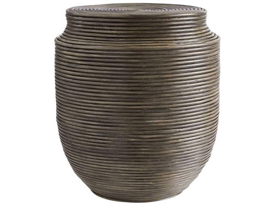 Round Rattan Tobacco Wash End Table