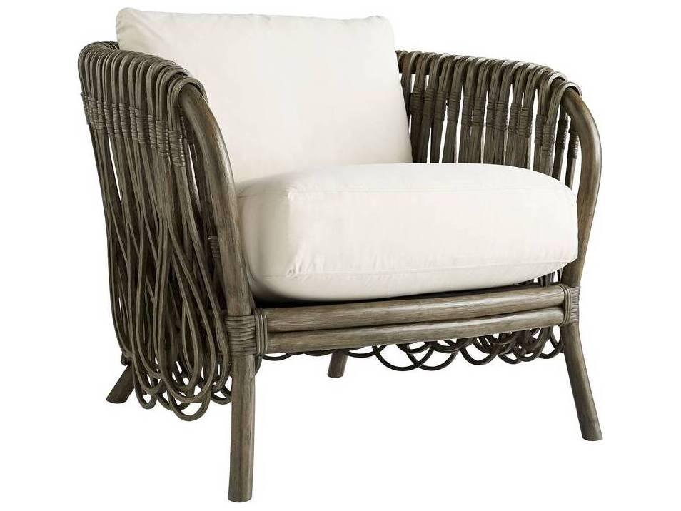 Strata Rattan Lounge Chair in Gray Wash with Muslin Cushion