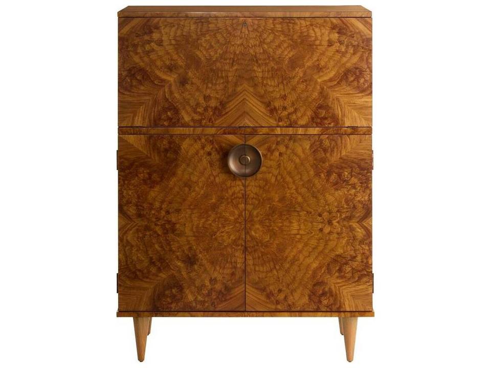 Arteriors Manhattan Cocktail Cabinet Toffee Burl Wood