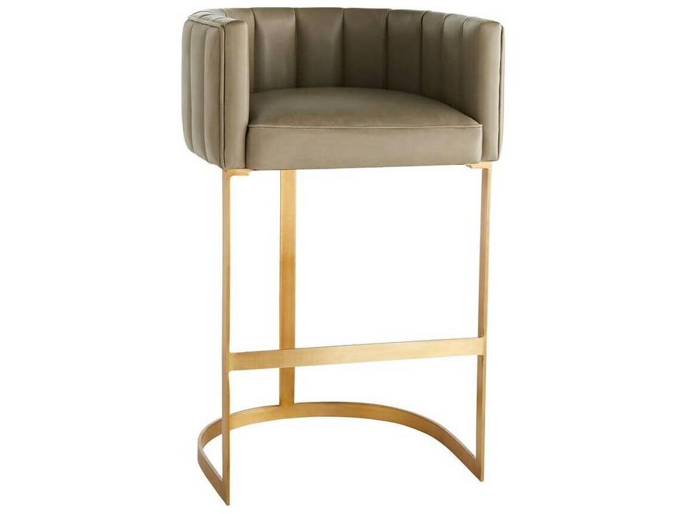 Tatum Leather Bar Stool in Morel and Antique Brass