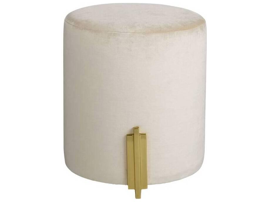 Warby Upholstered Sterling Velvet Ottoman with Polished Brass Base