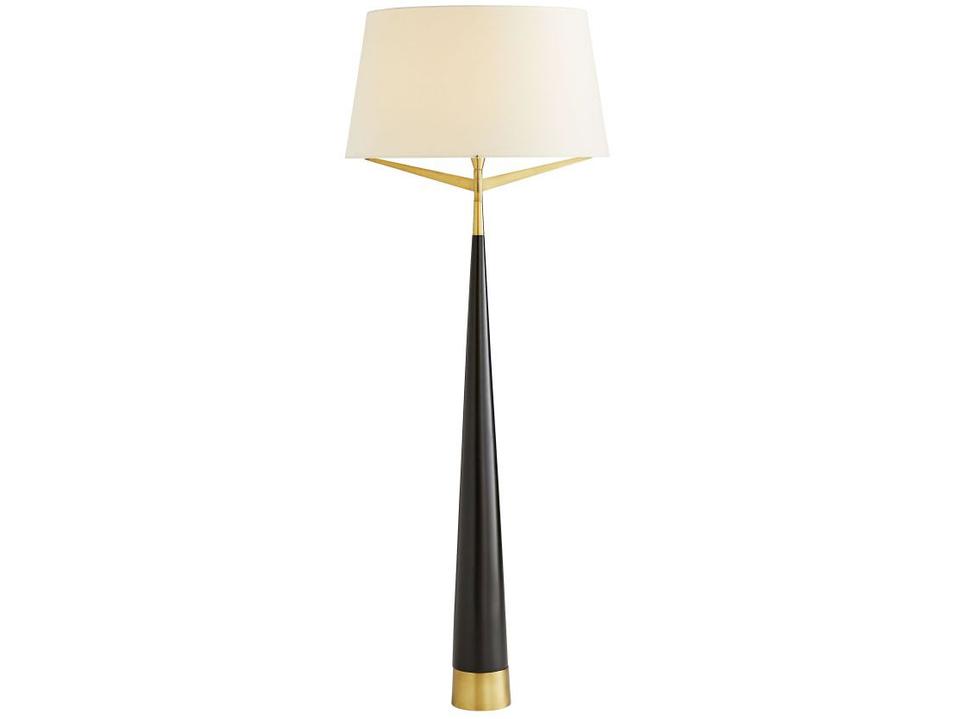 Elden Floor Lamp Black Resin Cone Base Linen Shade