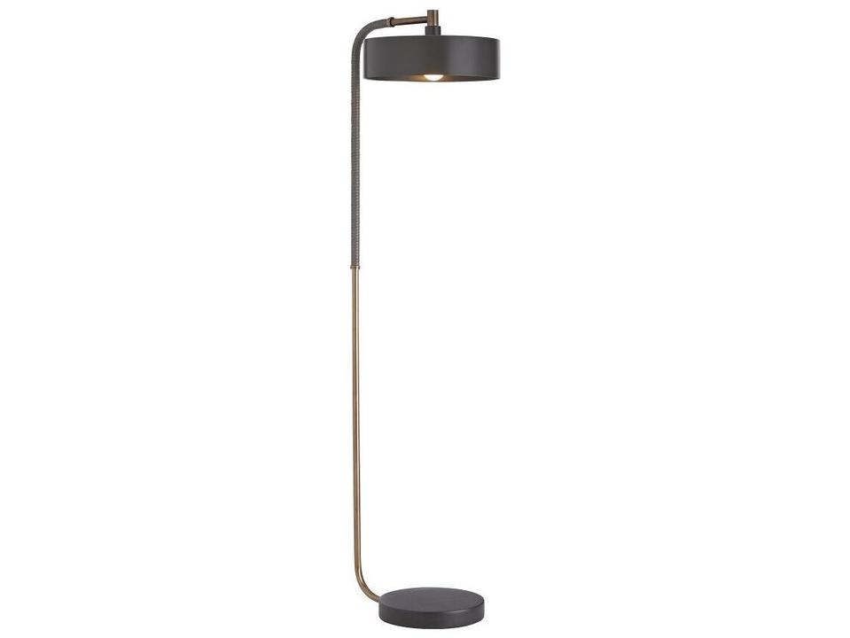 Aaron Floor Lamp Heritage Brass Gray Leather
