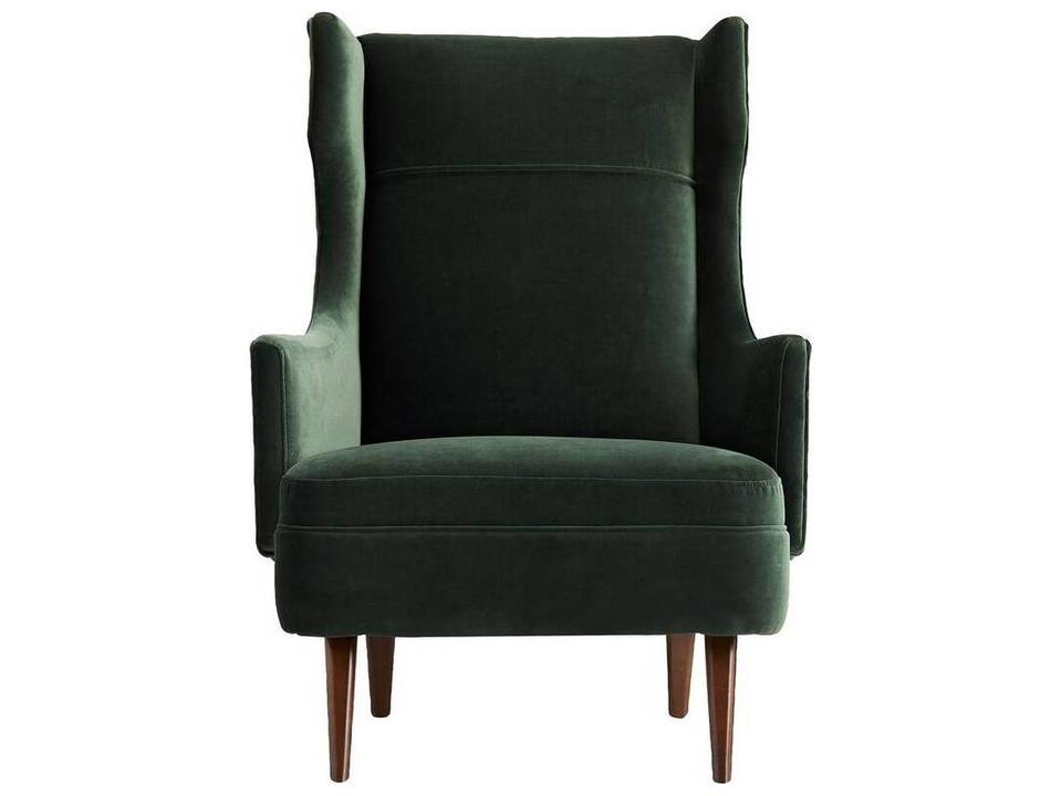 Budelli Upholstered Dining Armchair in Forest Velvet and Dark Walnut