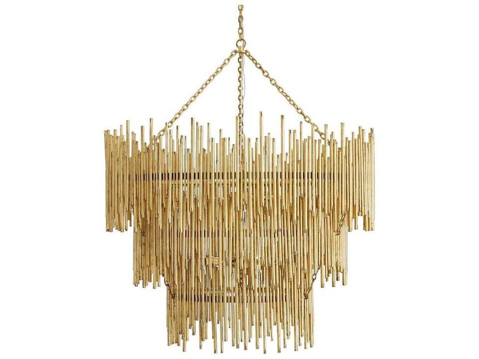 Prescott Gold Leaf Tiered Chandelier 12-Light