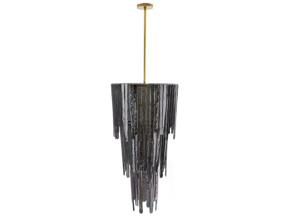 Raine 7 Light Chandelier Blue Smoke Luster Glass Antique Brass