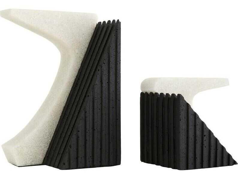 Jordono Omari Ivory Charcoal Bookend Set of 2