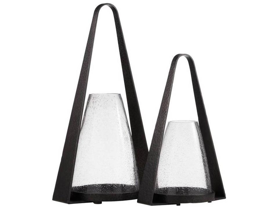 Clear Blackened Iron Candle Holder