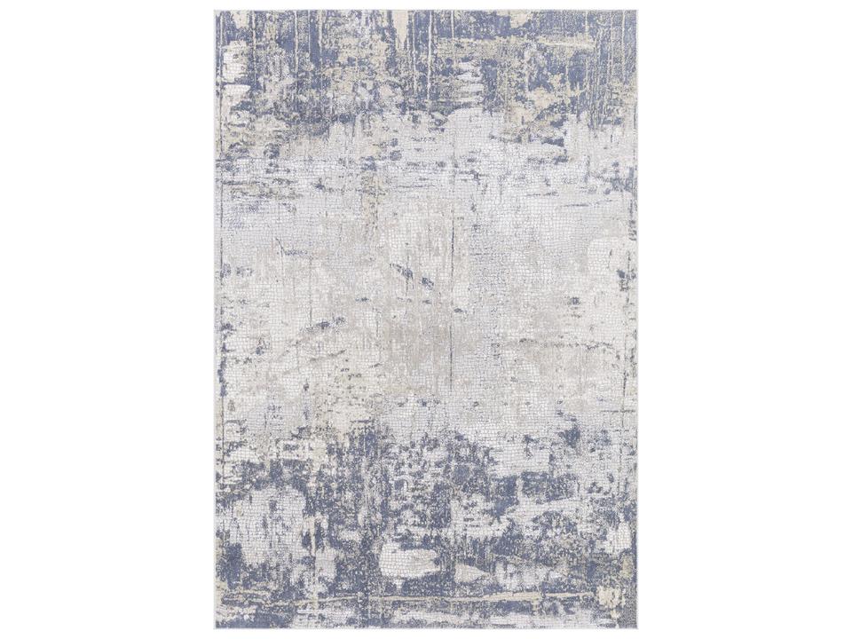 Hamilton Power-Loomed Abstract Area Rug in Indigo and Beige