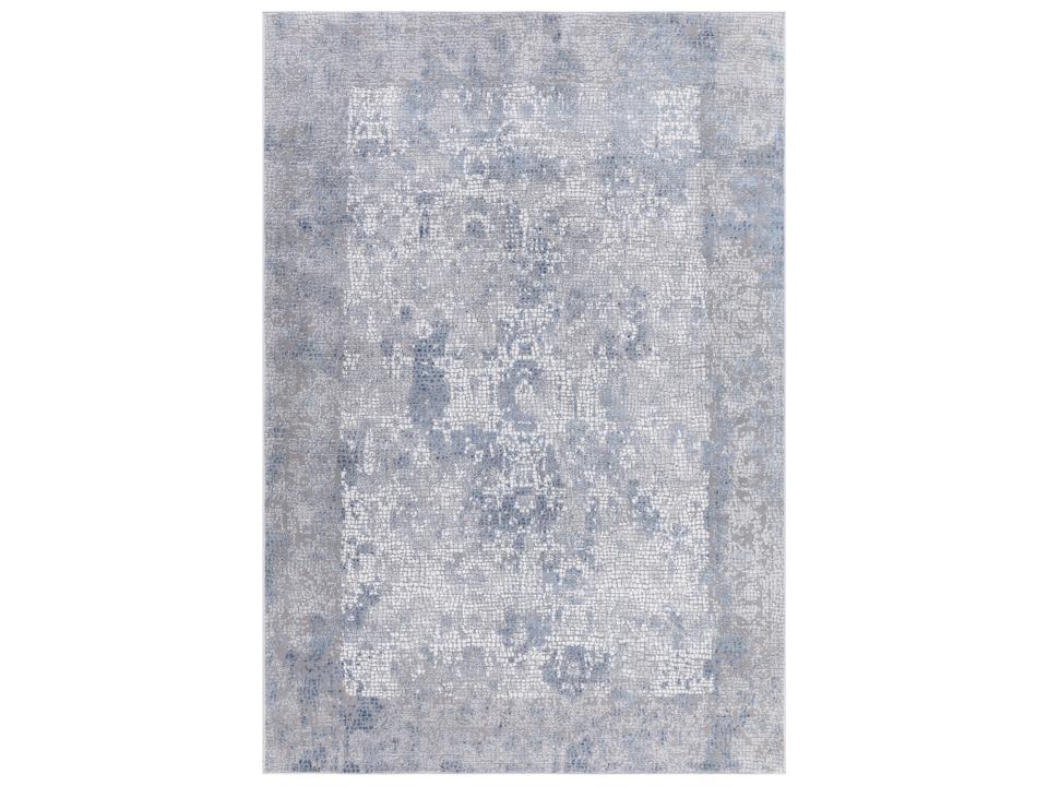 Hamilton Power-Loomed Viscose Polyester Area Rug in Gray and Blue