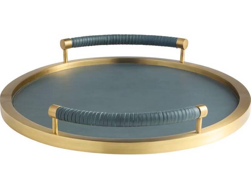 Tallulah Tray in Antique Brass and Leather