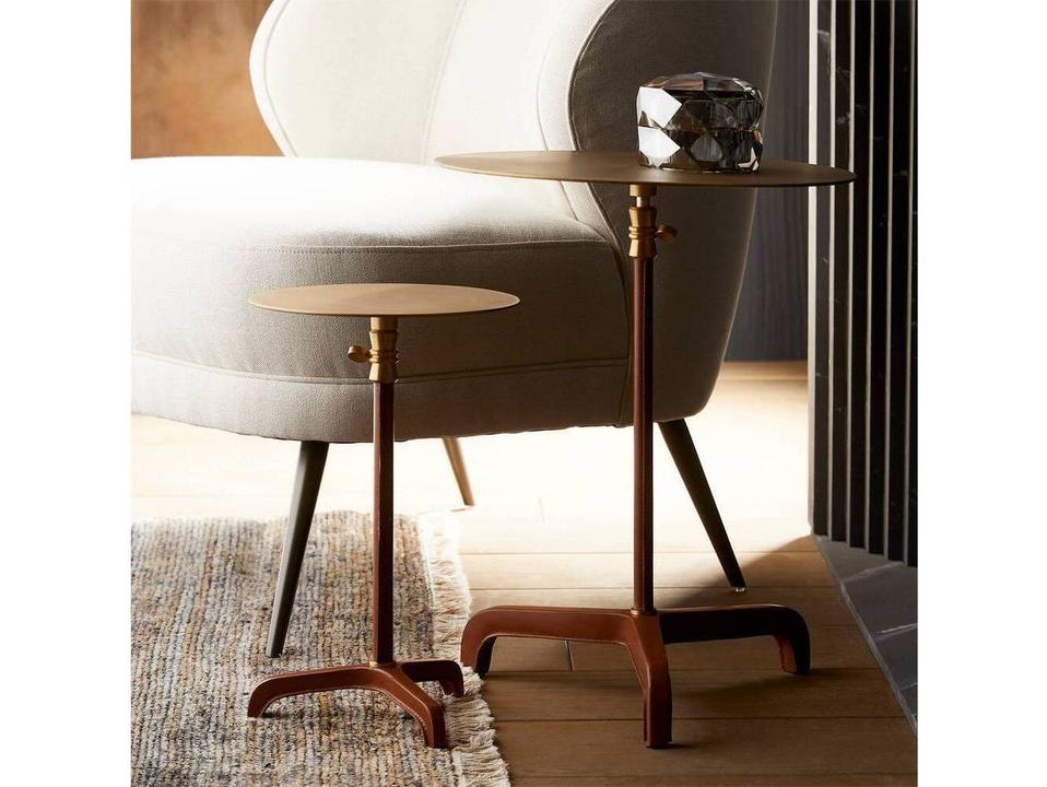 Addison Accent Table Cognac Leather Adjustable Height