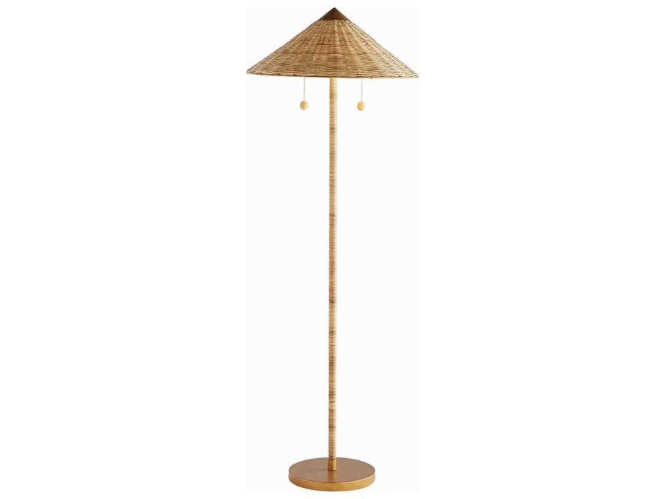 Terrace Floor Lamp Celerie Kemble Natural Rattan Antique Brass