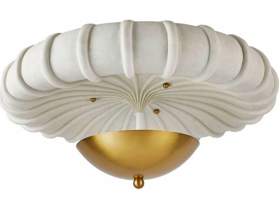 Camella Flush Mount in Ivory Ricestone and Antique Brass